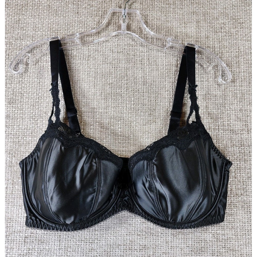 Dita Von Teese Satin Balconette Bra Womens 42E Black (Similar to Starlift) EUC